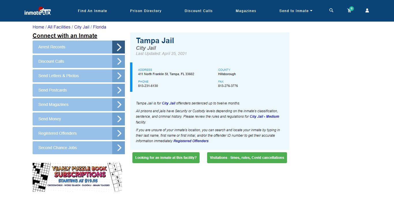 Tampa Jail | Inmate Locator